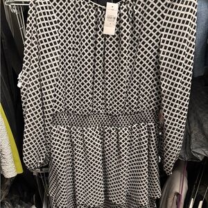 Ann Taylor Black and White Geometric Dress